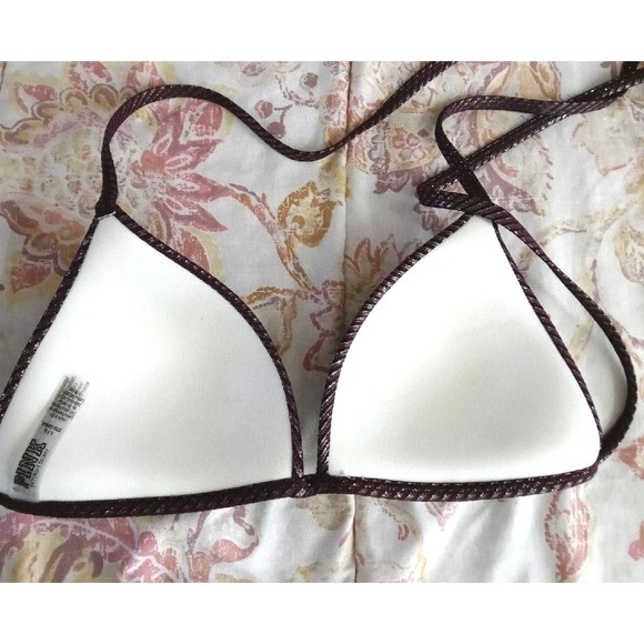 PINK Victoria secret metallic purple burgundy bikini top Size Large - Picture 3 of 3
